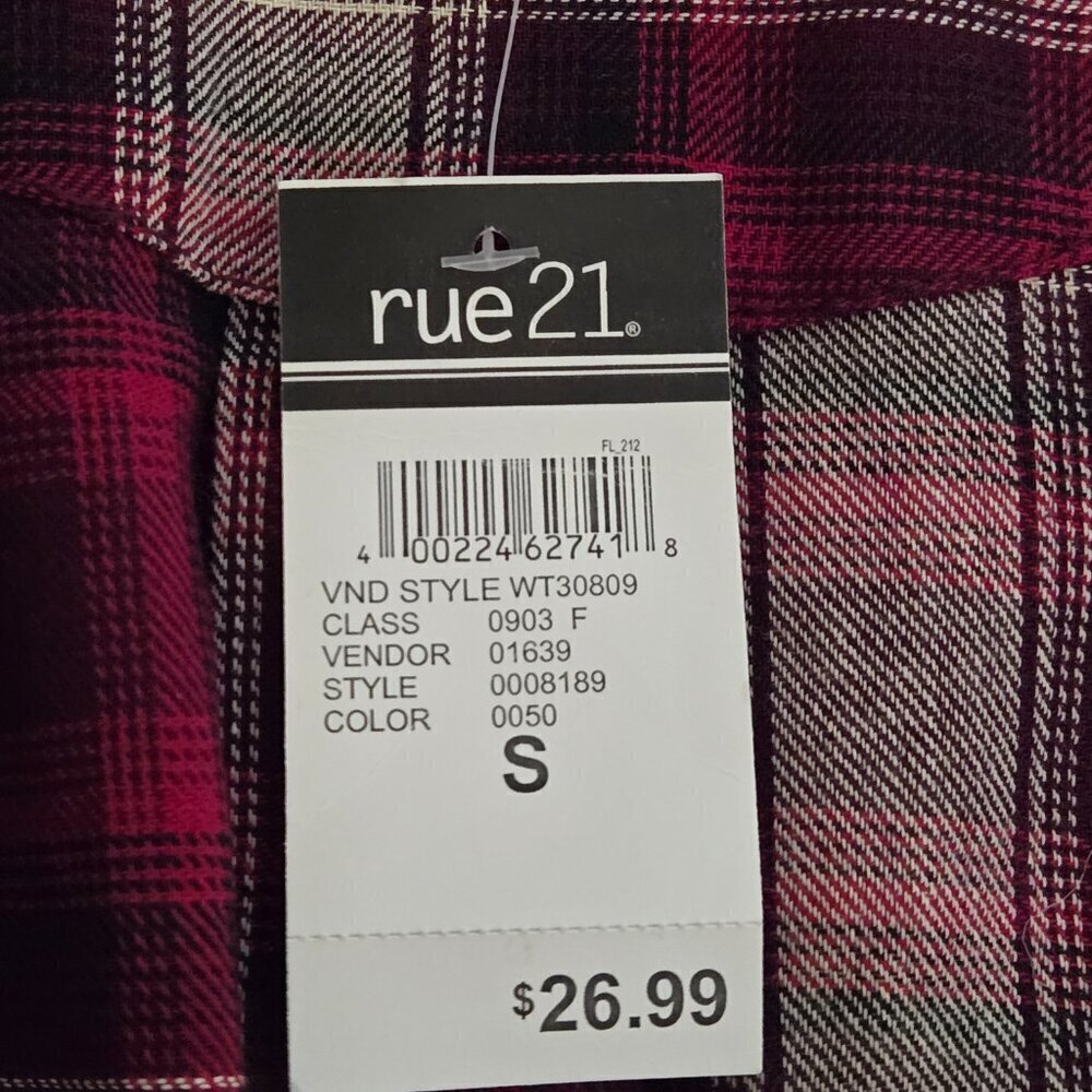 Wild Blue Sadie Robertson Red Plaid Cardigan Completer Shirt Top Sz S - Picture 14 of 16